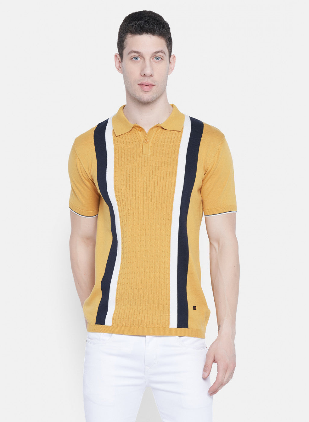 Mens Mustard Plain T-Shirt