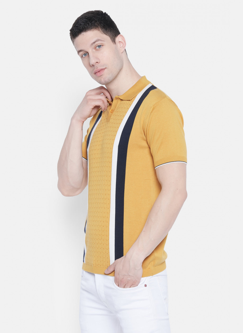 Mens Mustard Plain T-Shirt