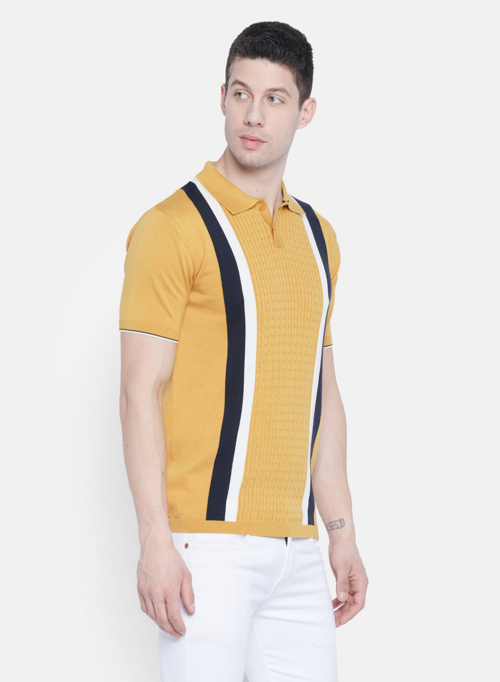 Mens Mustard Plain T-Shirt