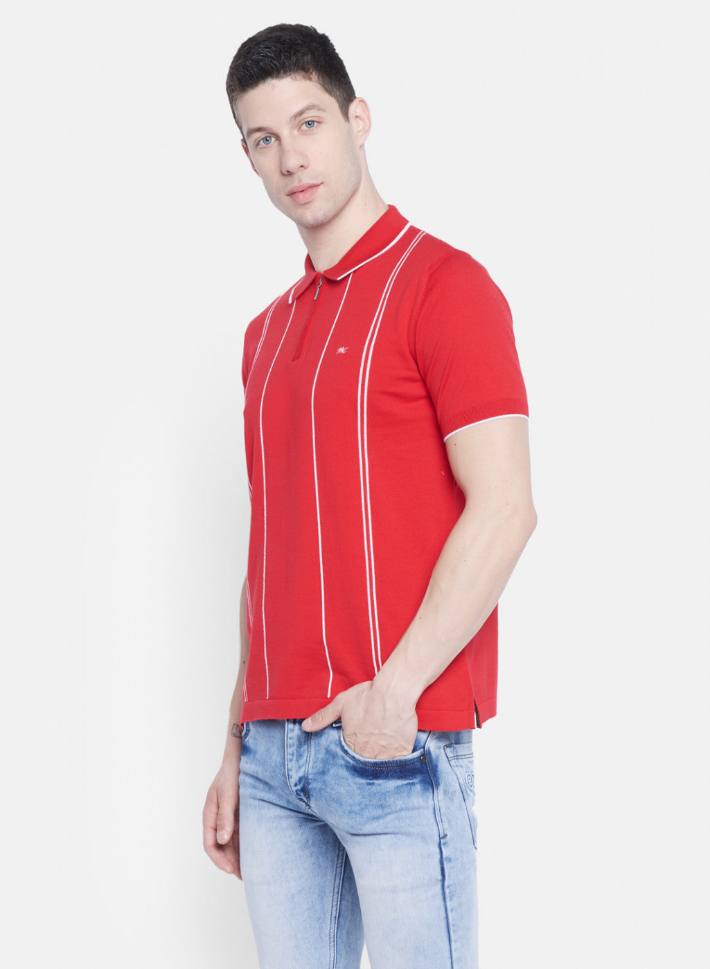 Mens Red Plain T-Shirt