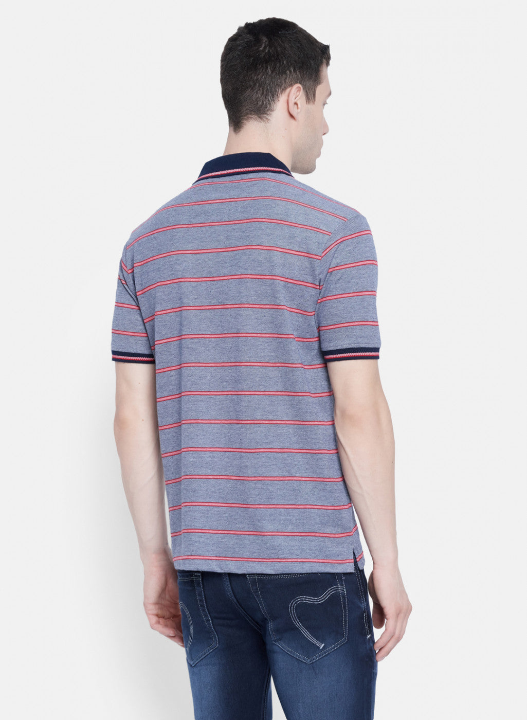 Mens NAvy Mixture Stripe T-Shirt