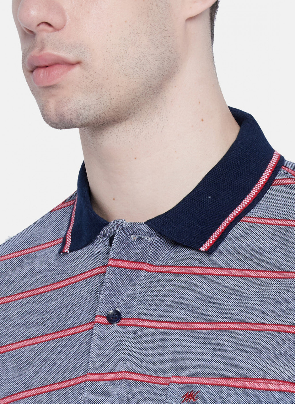 Mens NAvy Mixture Stripe T-Shirt