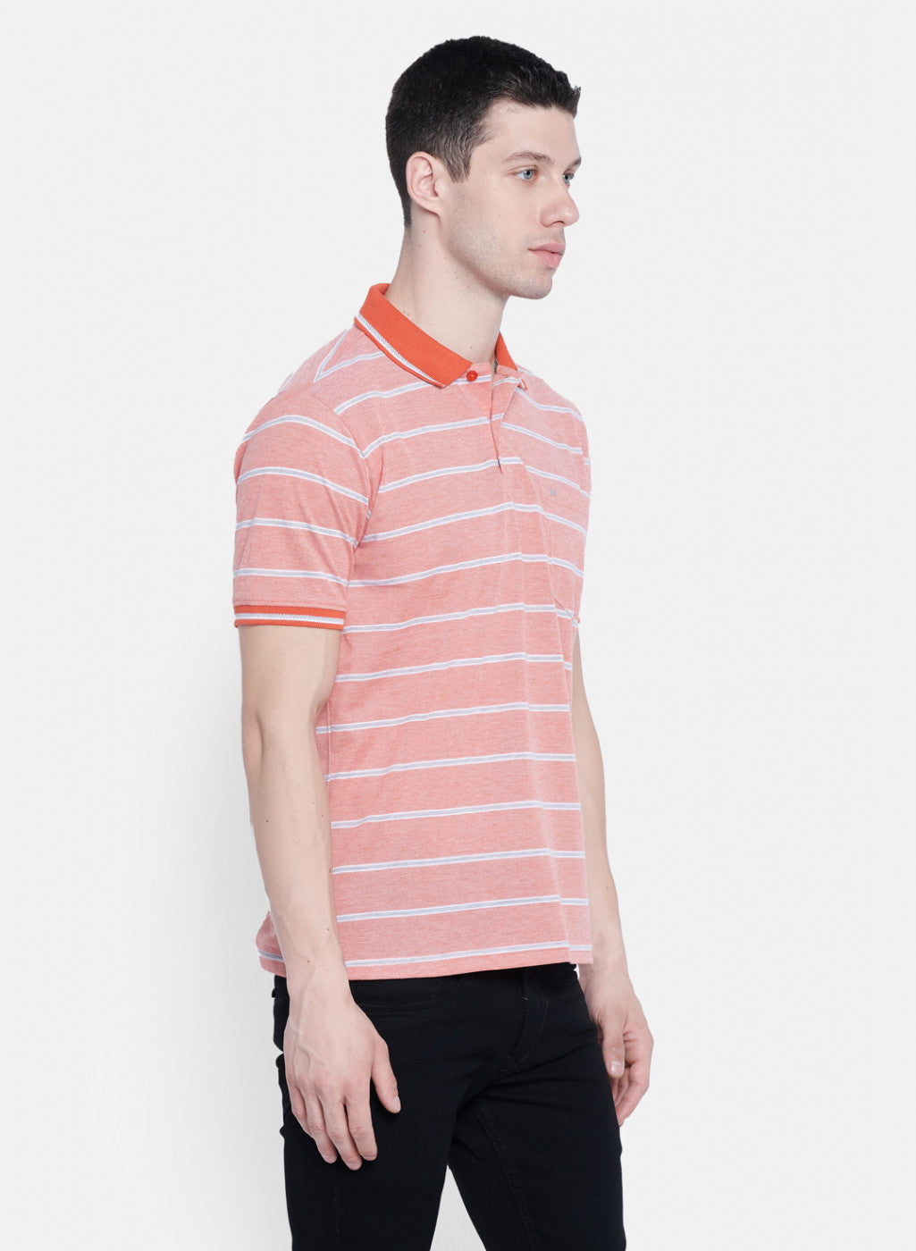 Mens Orange Mixture Stripe T-Shirt