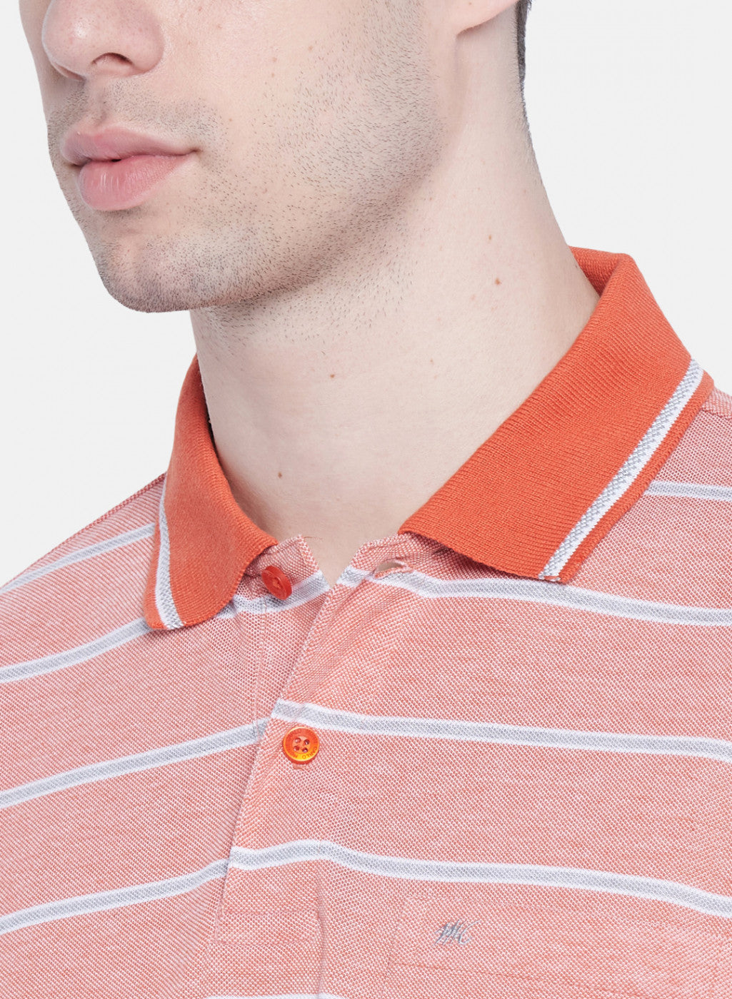 Mens Orange Mixture Stripe T-Shirt