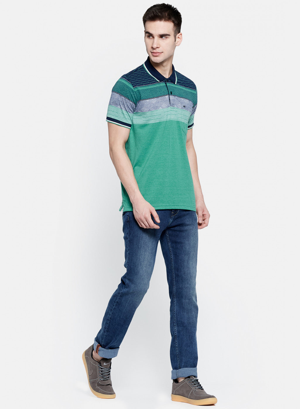 Mens Green Stripe T-Shirt