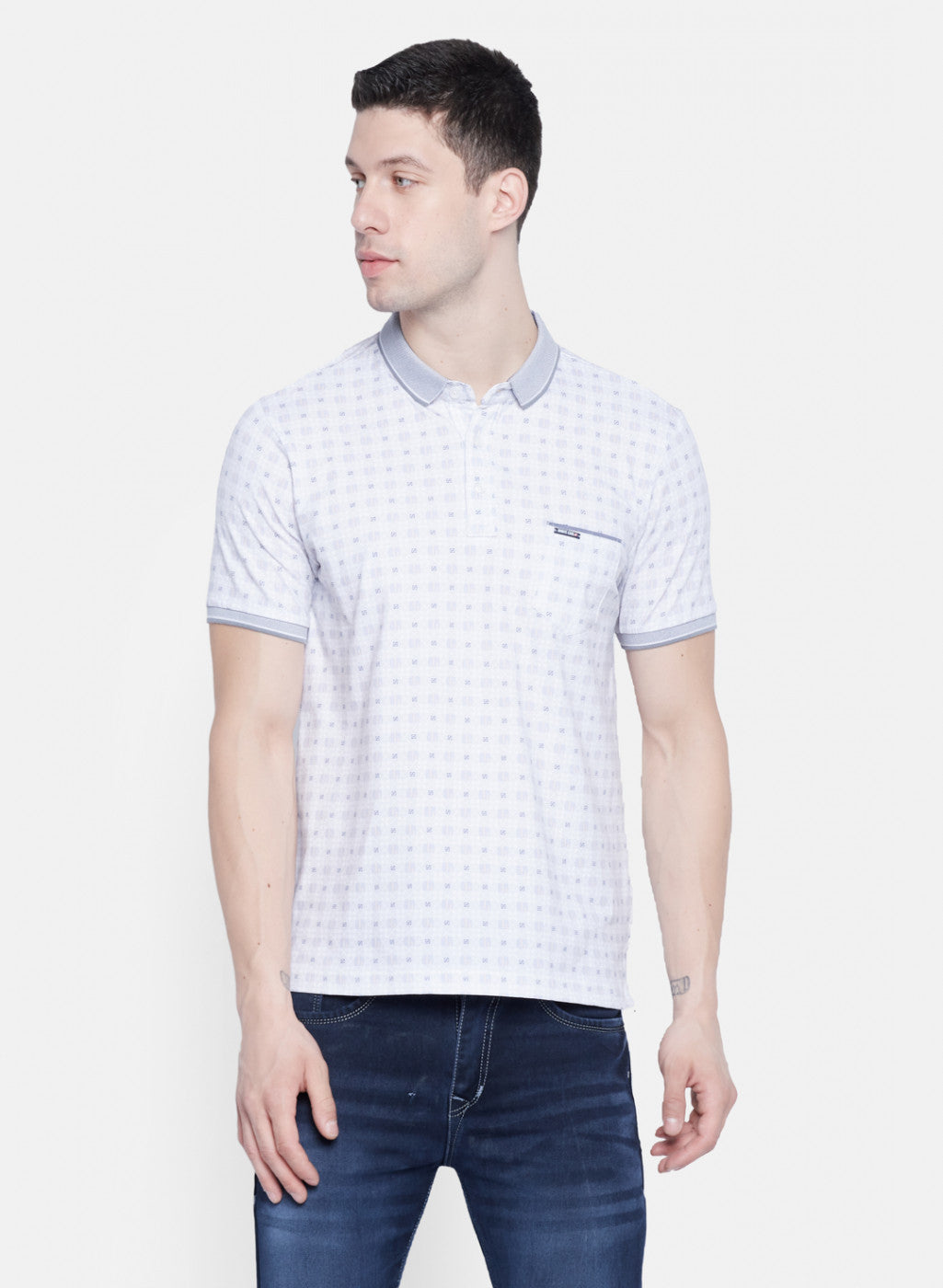 Mens Grey Printed T-Shirt