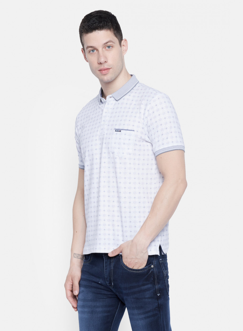 Mens Grey Printed T-Shirt