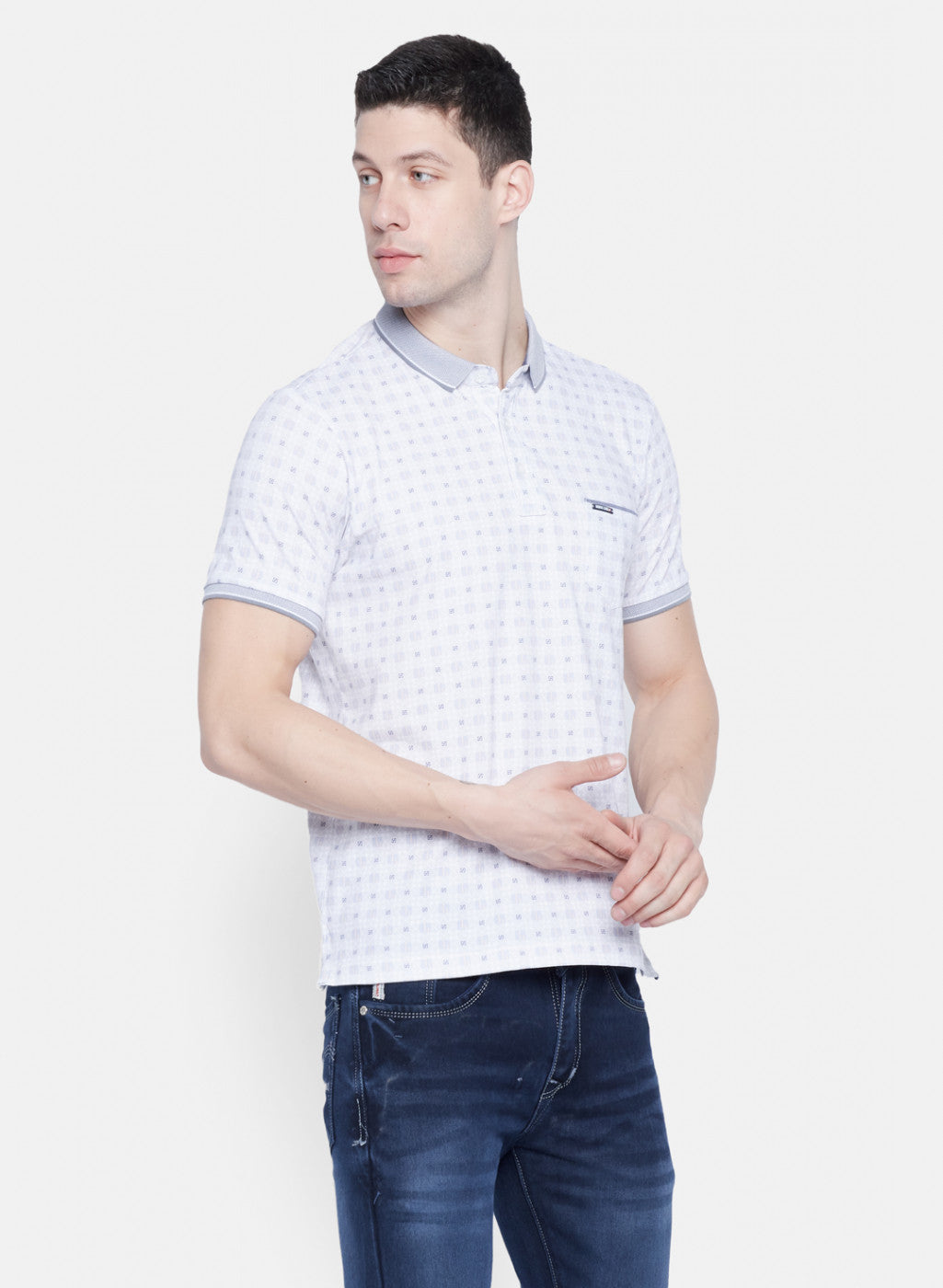 Mens Grey Printed T-Shirt