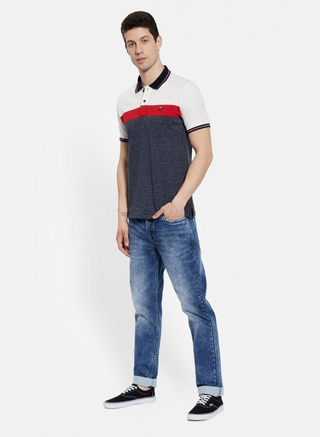 Mens White Stripe T-Shirt