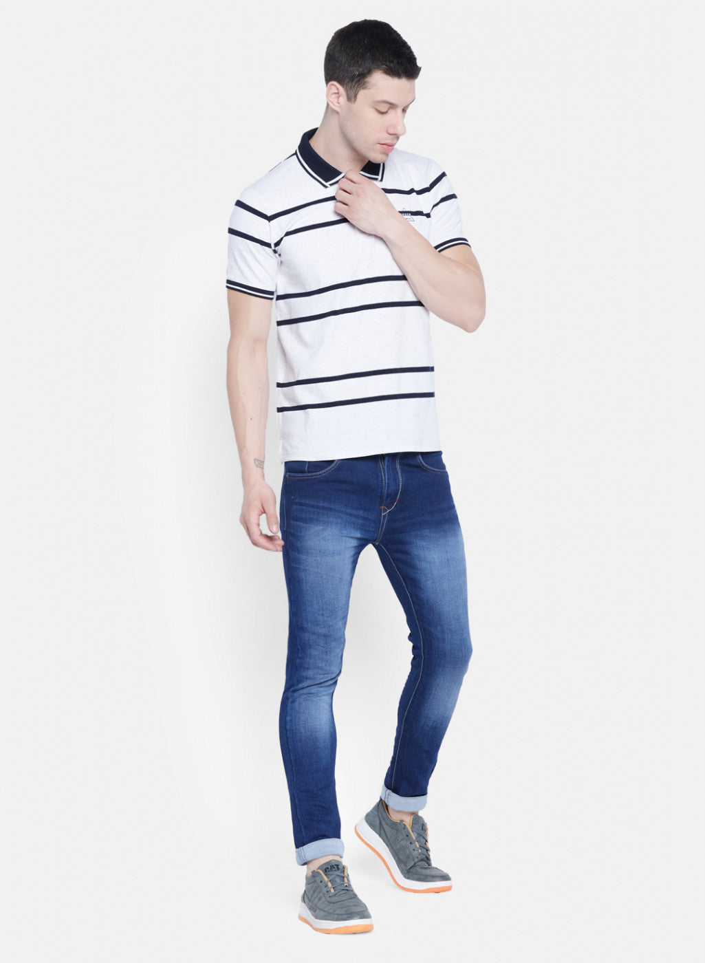 Mens Off White Stripe T-Shirt