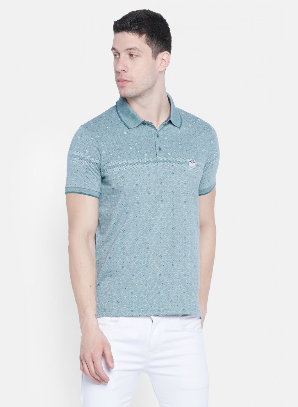 Mens Light Green Jaquard T-Shirt