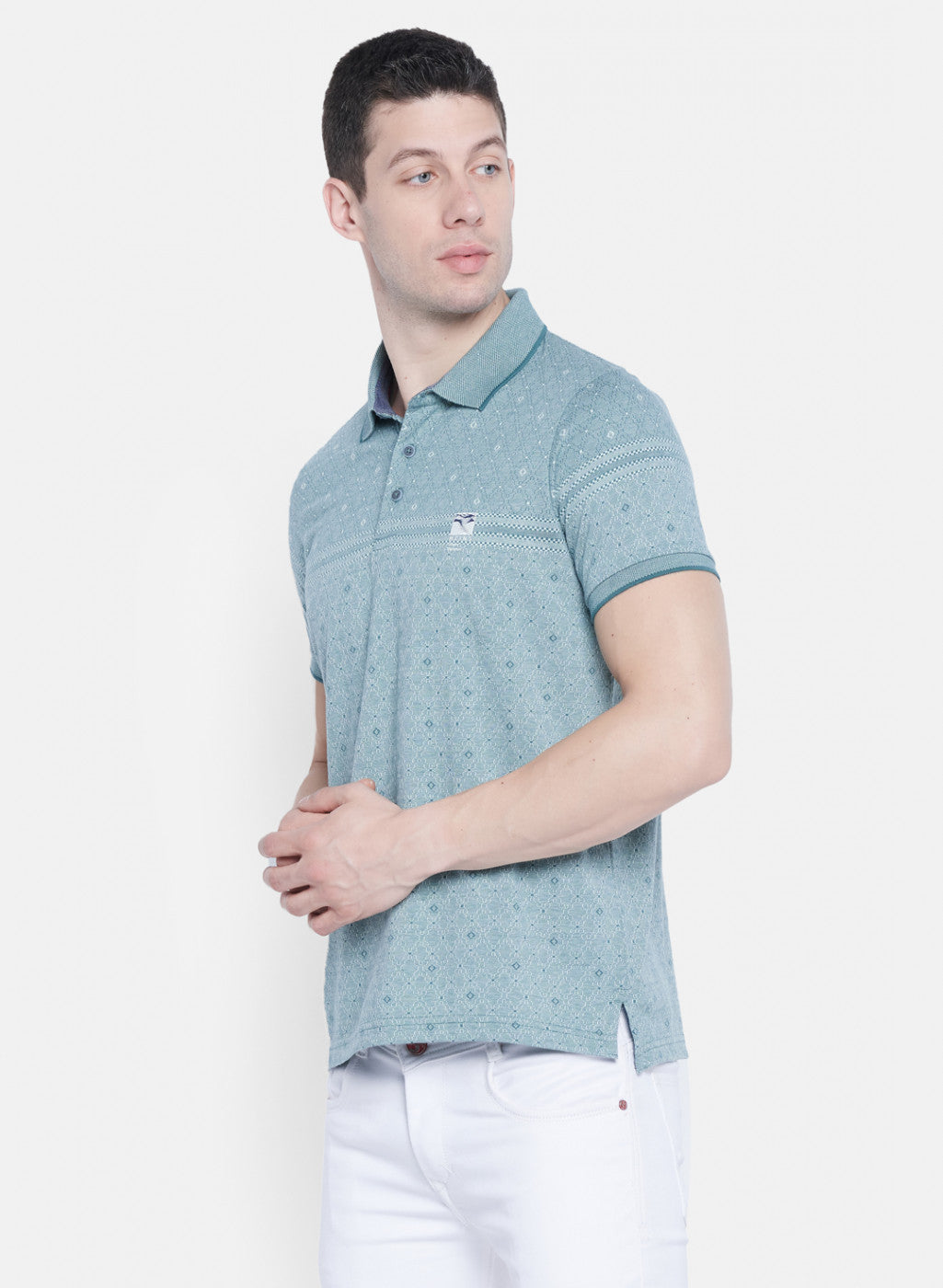 Mens Light Green Jaquard T-Shirt