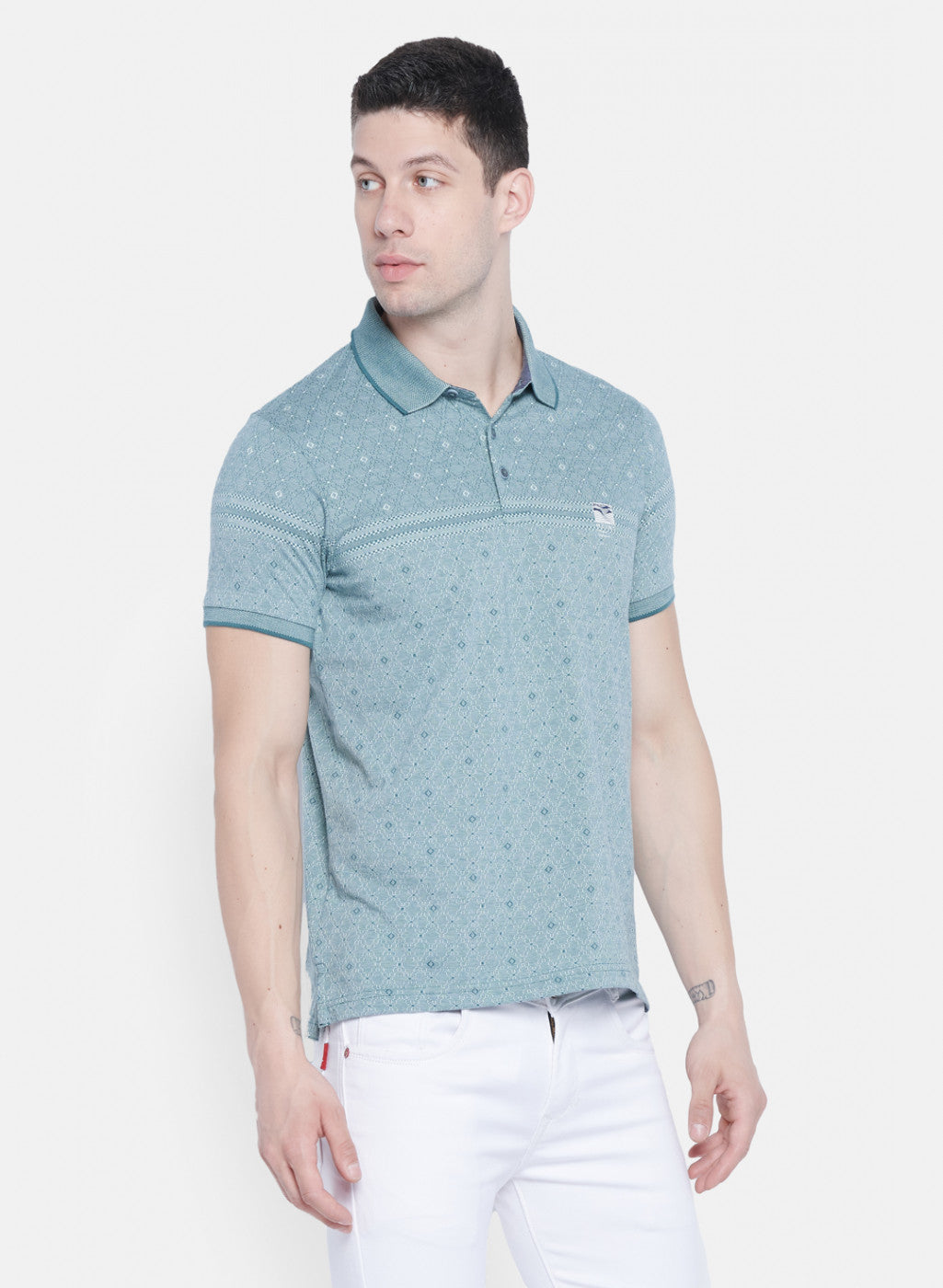 Mens Light Green Jaquard T-Shirt