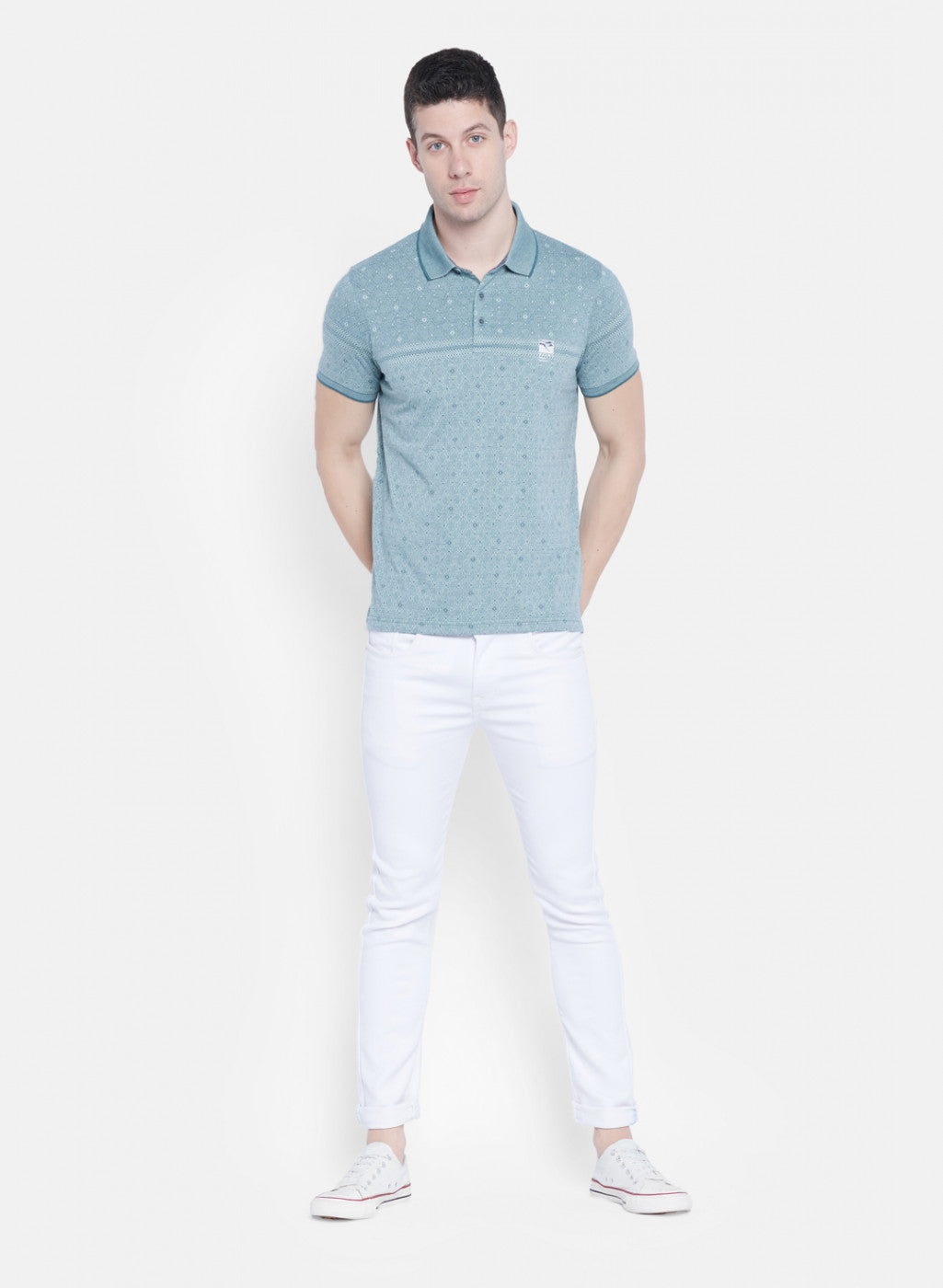 Mens Light Green Jaquard T-Shirt