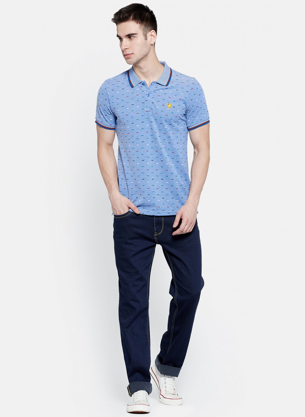 Mens Blue Printed T-Shirt