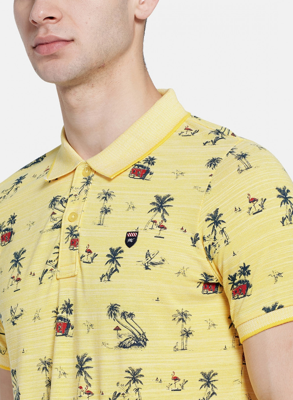 Mens Yellow Printed T-Shirt