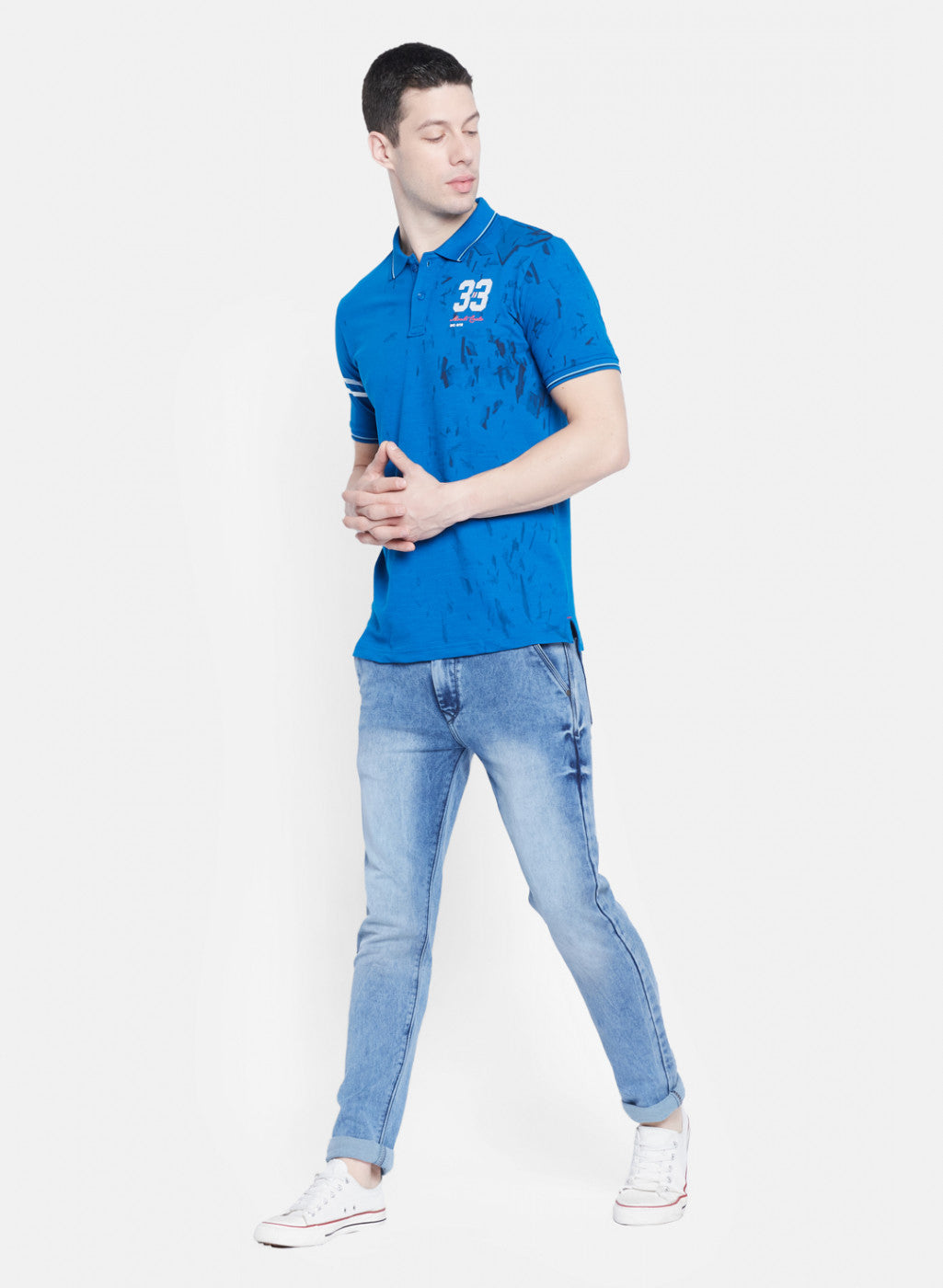 Mens Blue Printed T-Shirt
