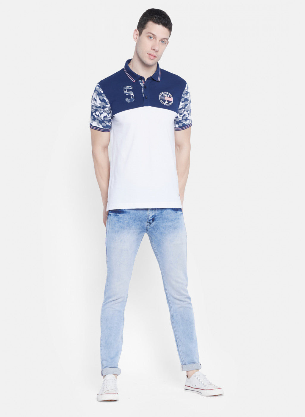 Mens Blue Printed T-Shirt