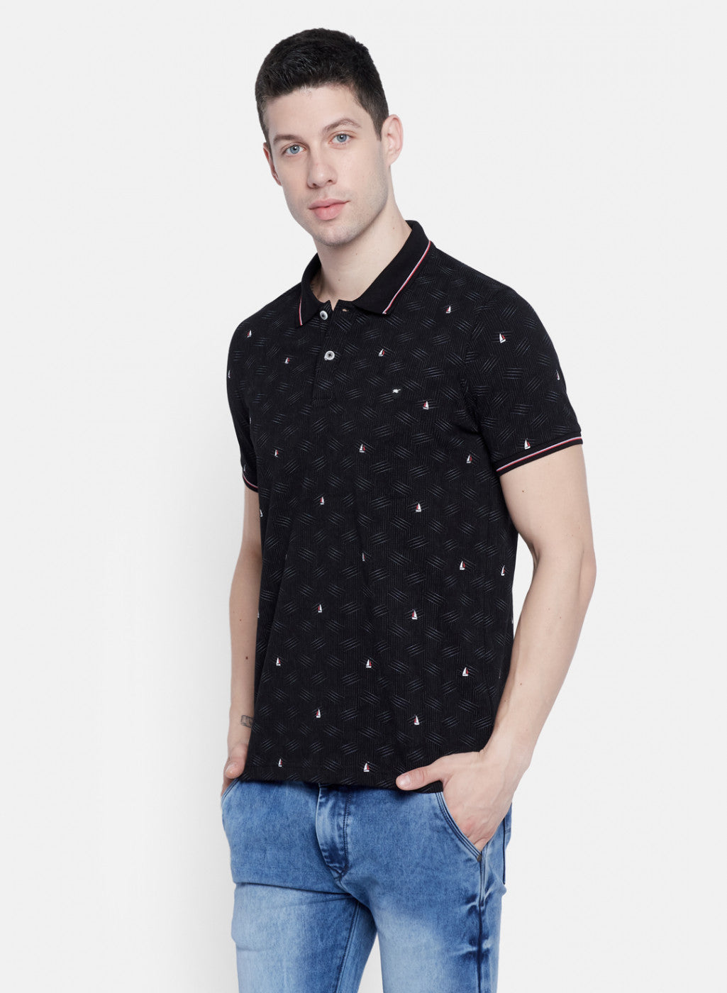Mens Black Printed T-Shirt