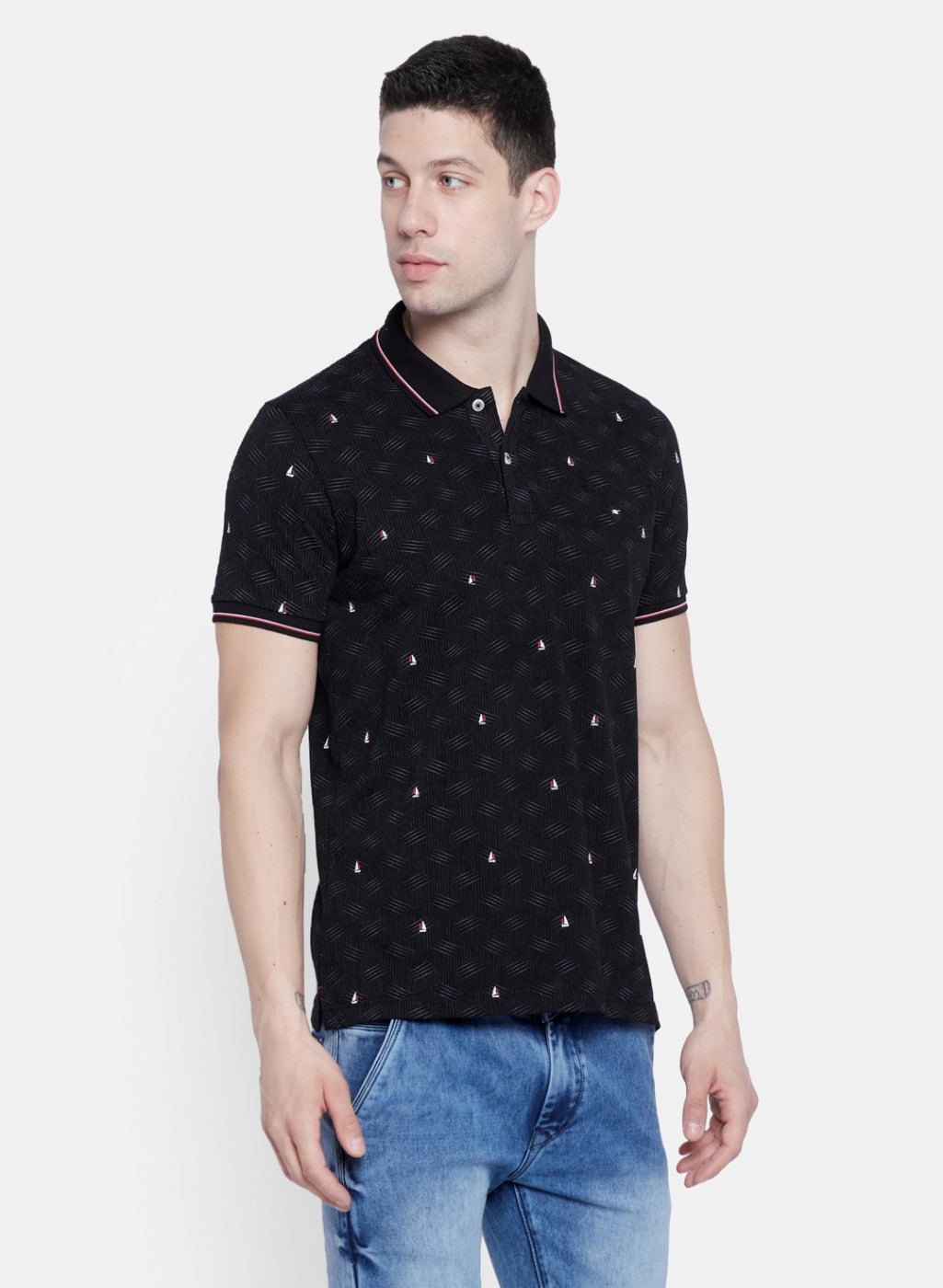 Mens Black Printed T-Shirt