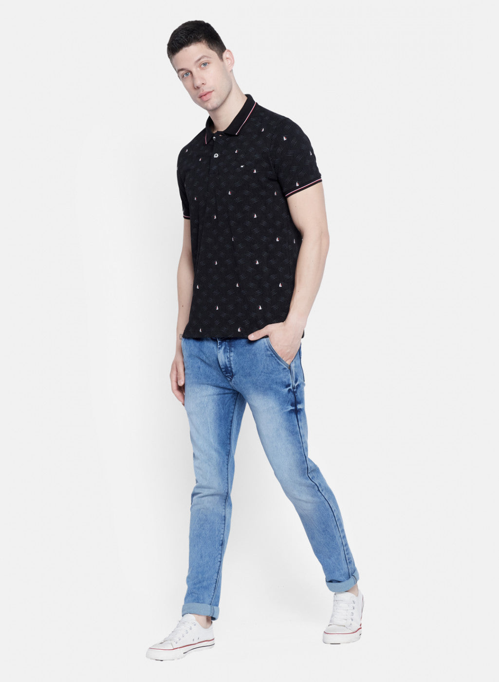 Mens Black Printed T-Shirt