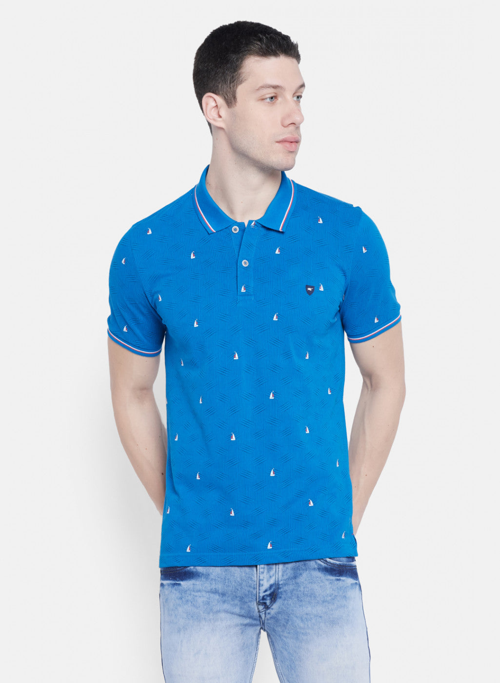 Mens Blue Printed T-Shirt