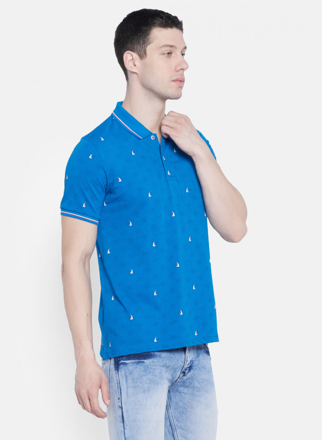 Mens Blue Printed T-Shirt