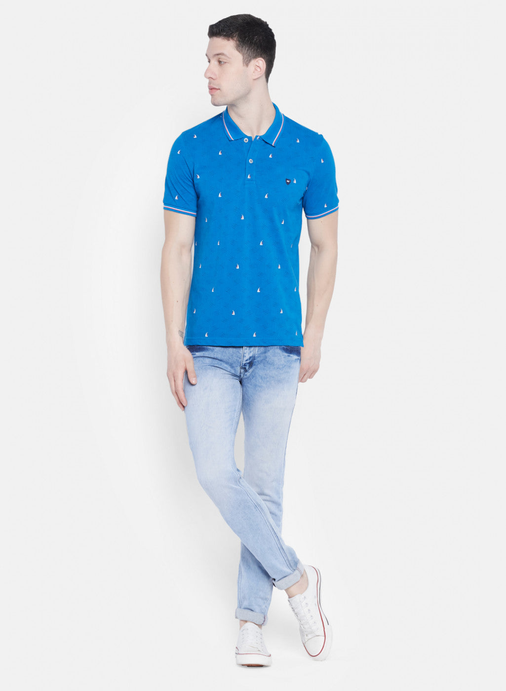 Mens Blue Printed T-Shirt
