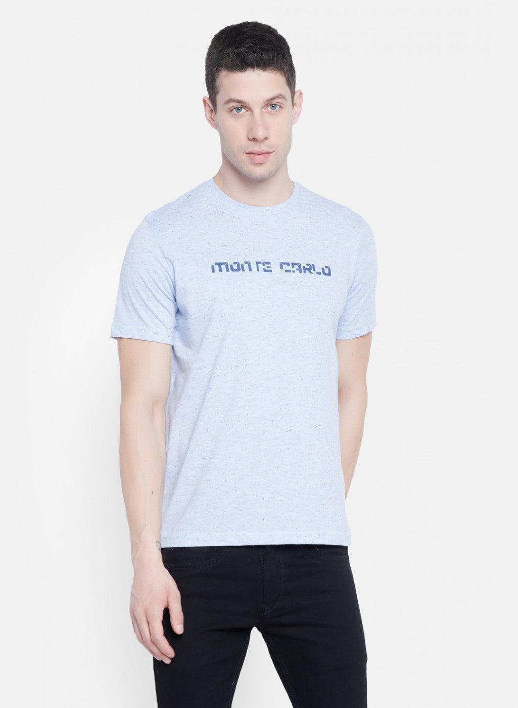 Mens Sky Blue Printed T-Shirt