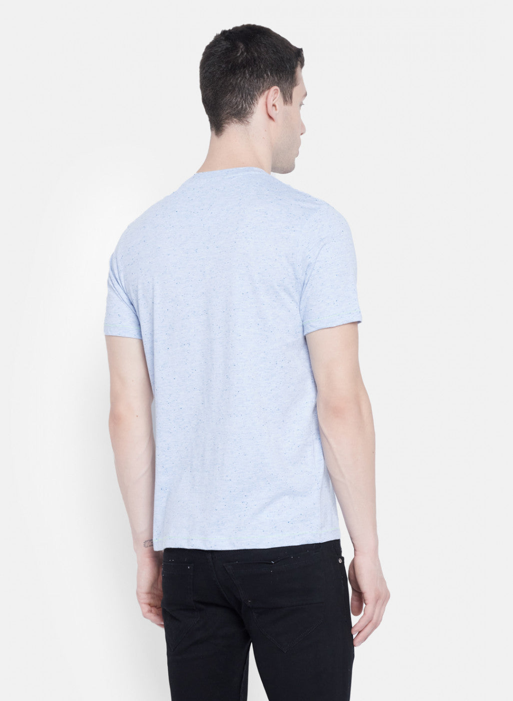 Mens Sky Blue Printed T-Shirt