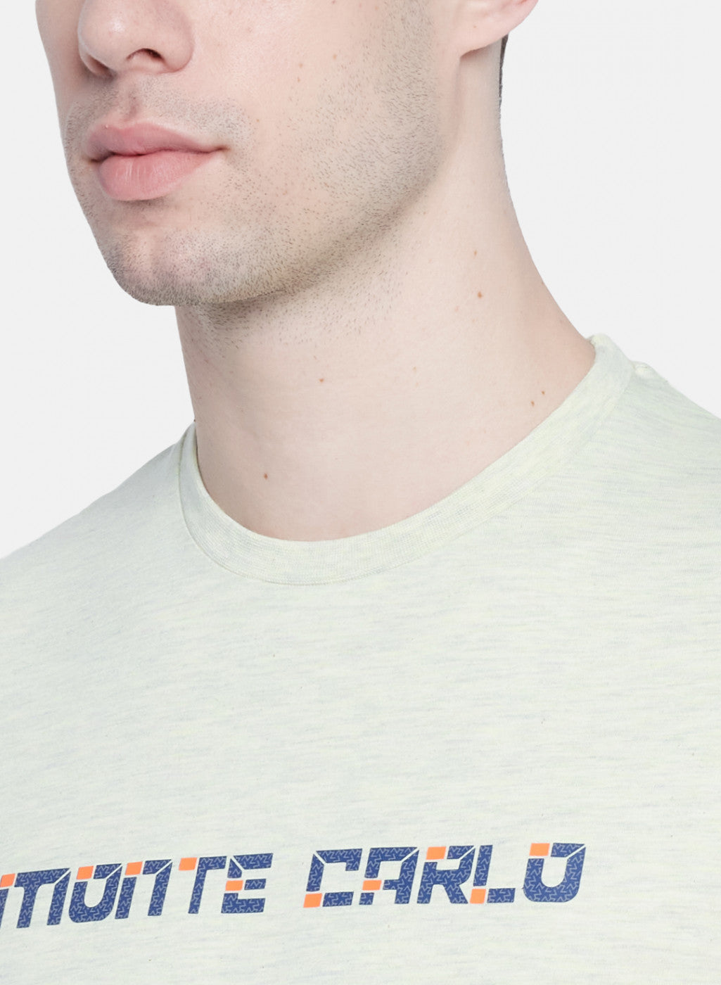 Mens Light Yellow Printed T-Shirt