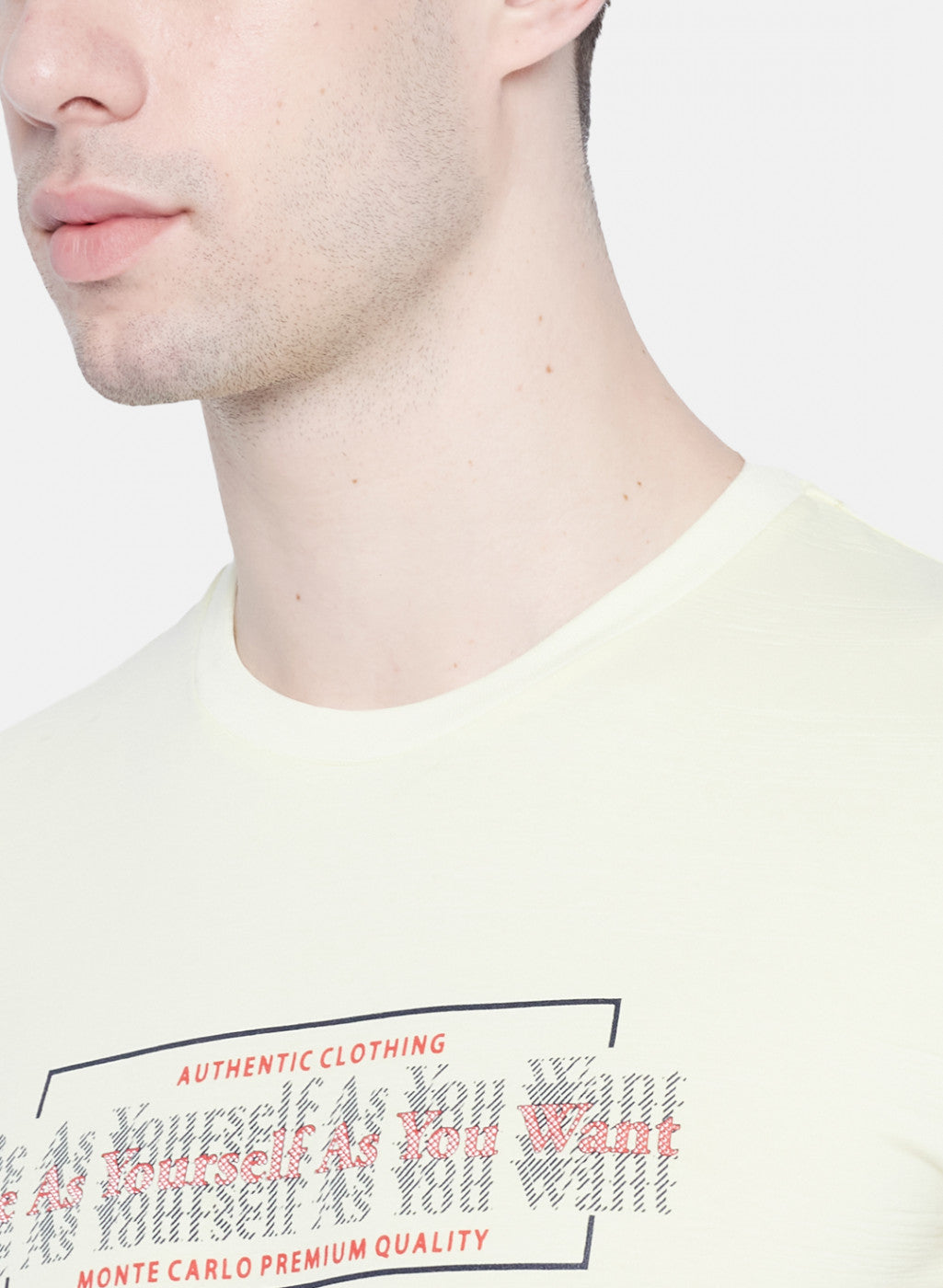 Mens Yellow Printed T-Shirt