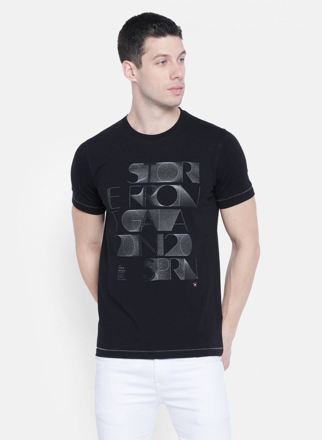 Mens Black Printed T-Shirt