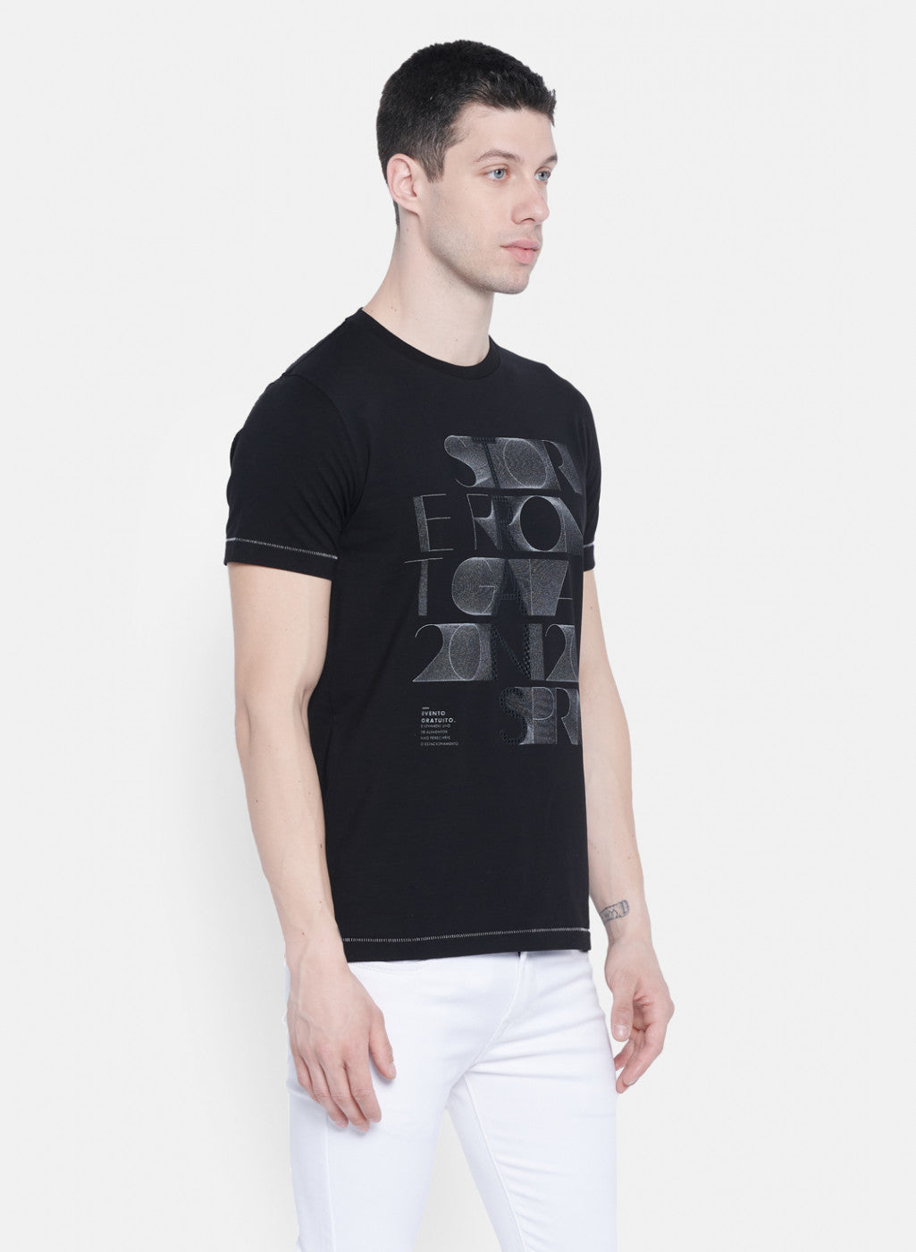 Mens Black Printed T-Shirt