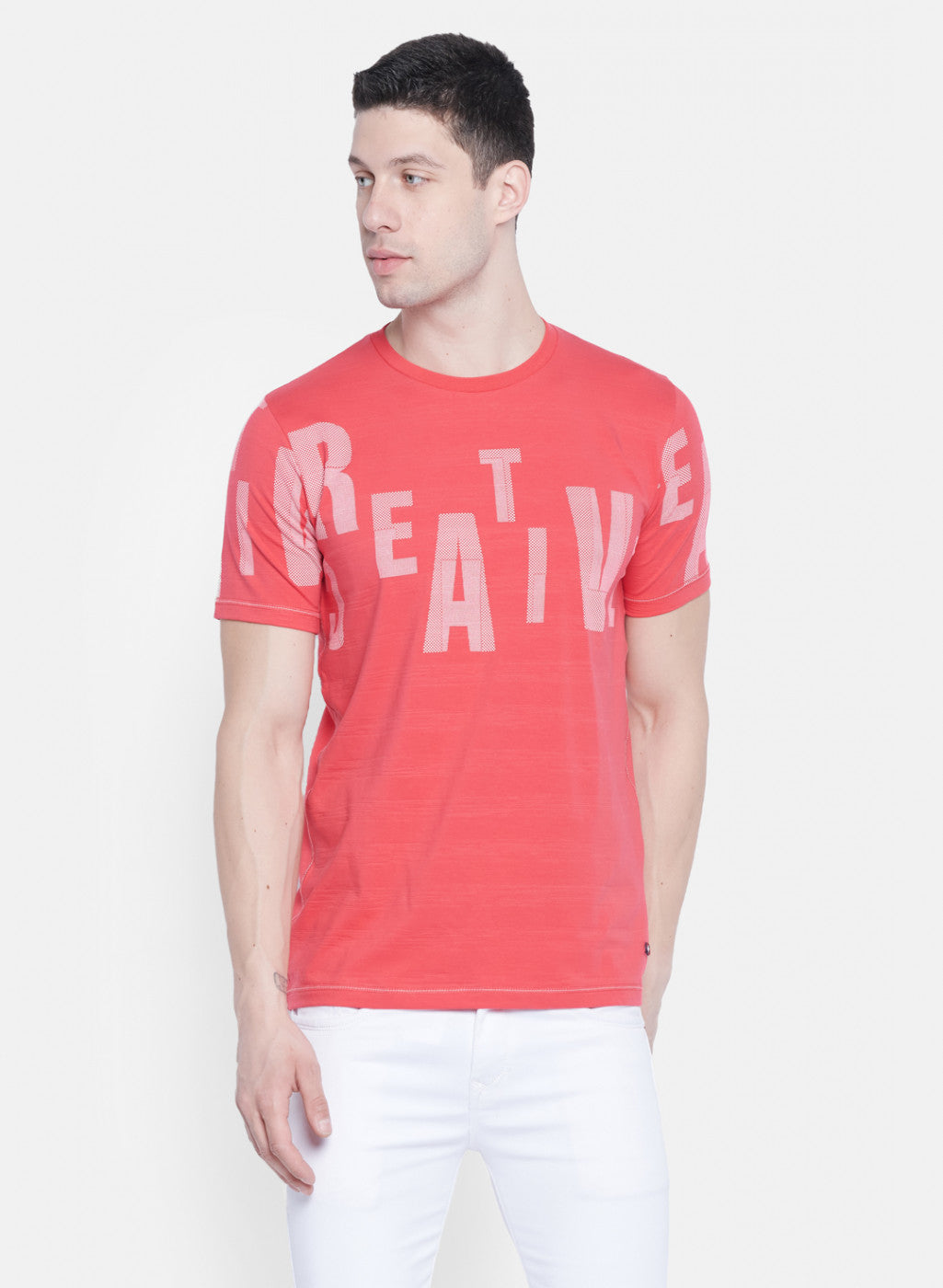 Mens Pink Printed T-Shirt