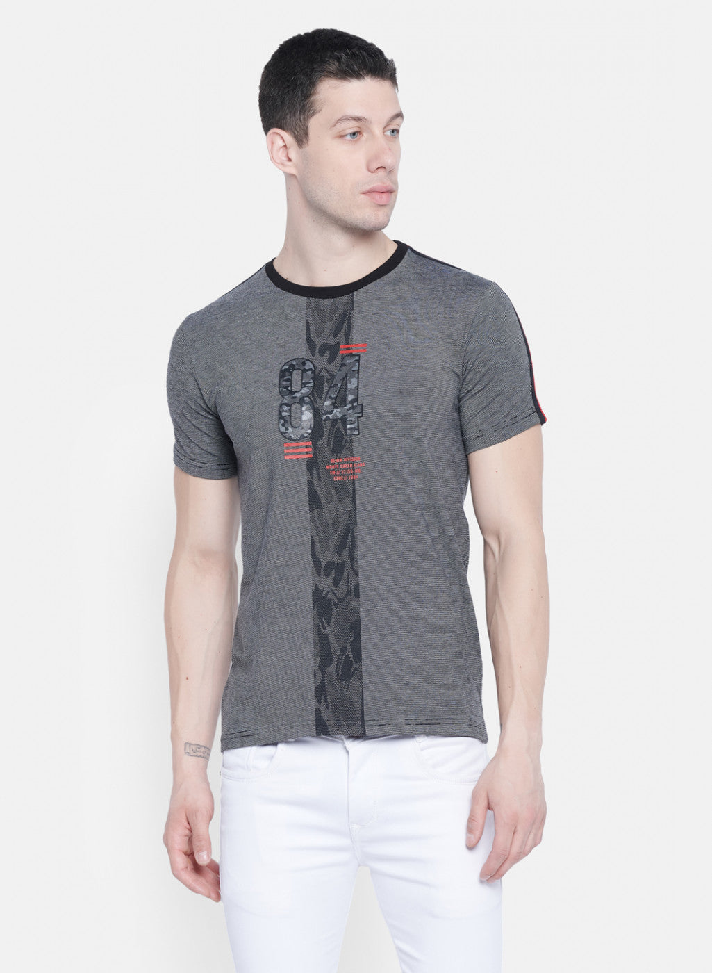 Mens Black Printed T-Shirt