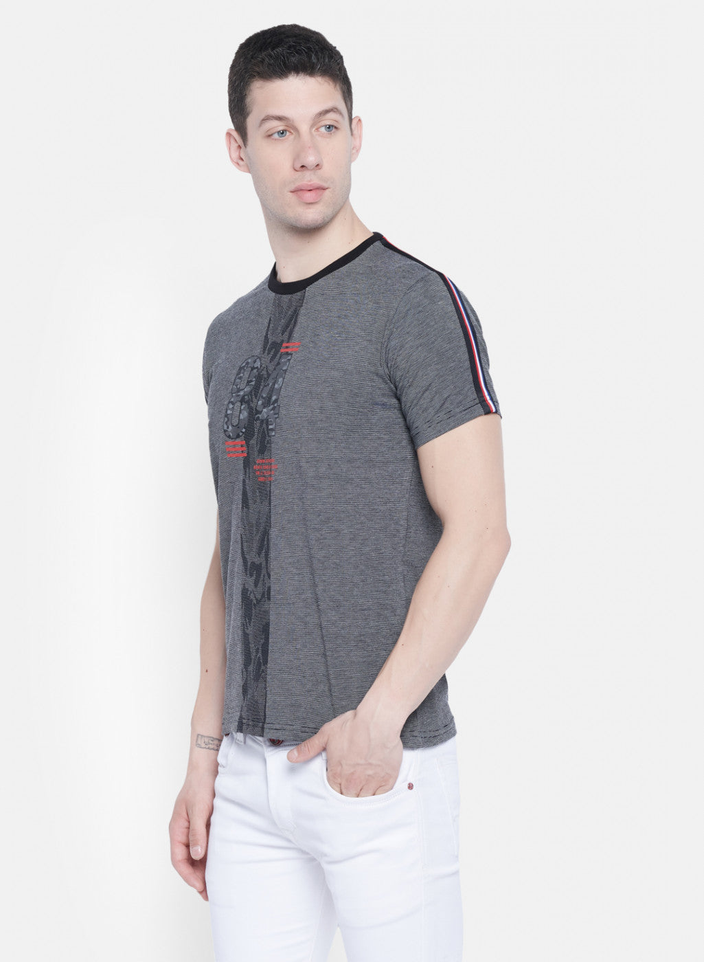 Mens Black Printed T-Shirt