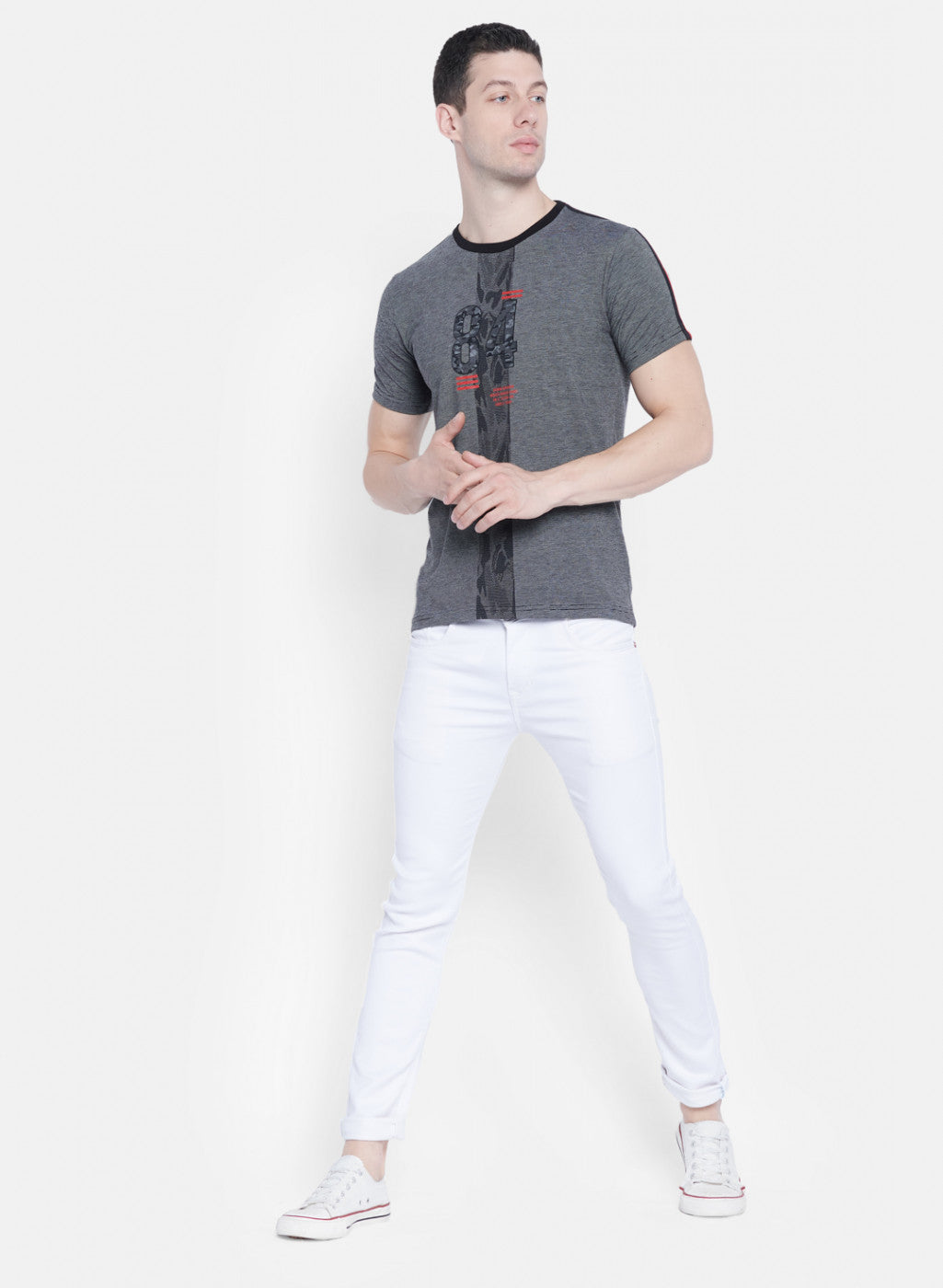 Mens Black Printed T-Shirt