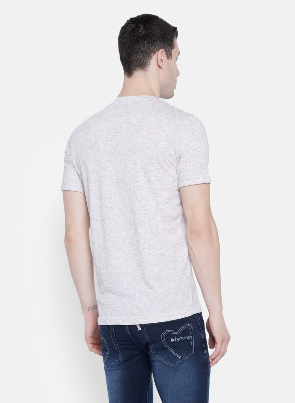 Mens Grey Printed T-Shirt