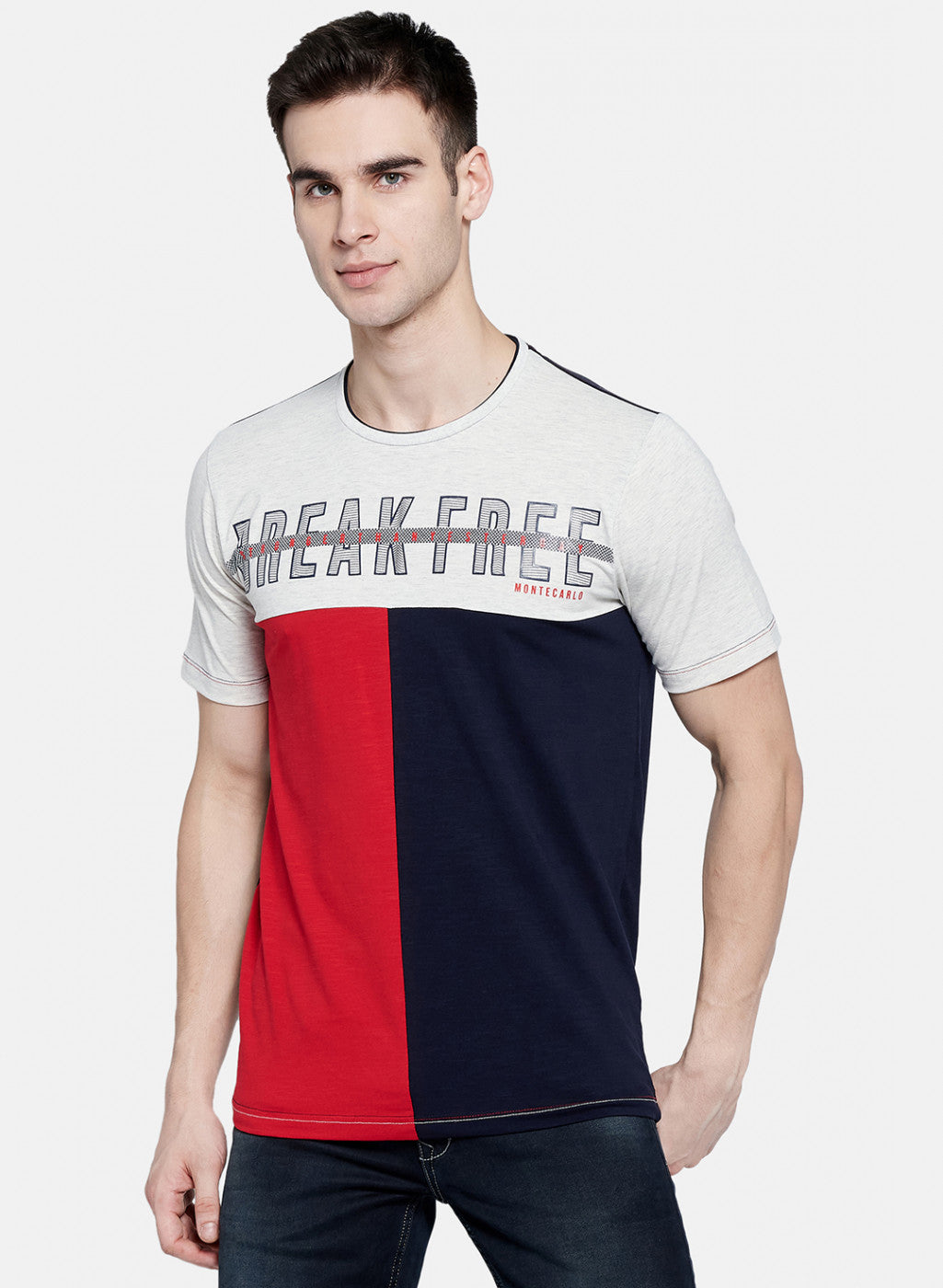 Mens Grey Printed T-Shirt