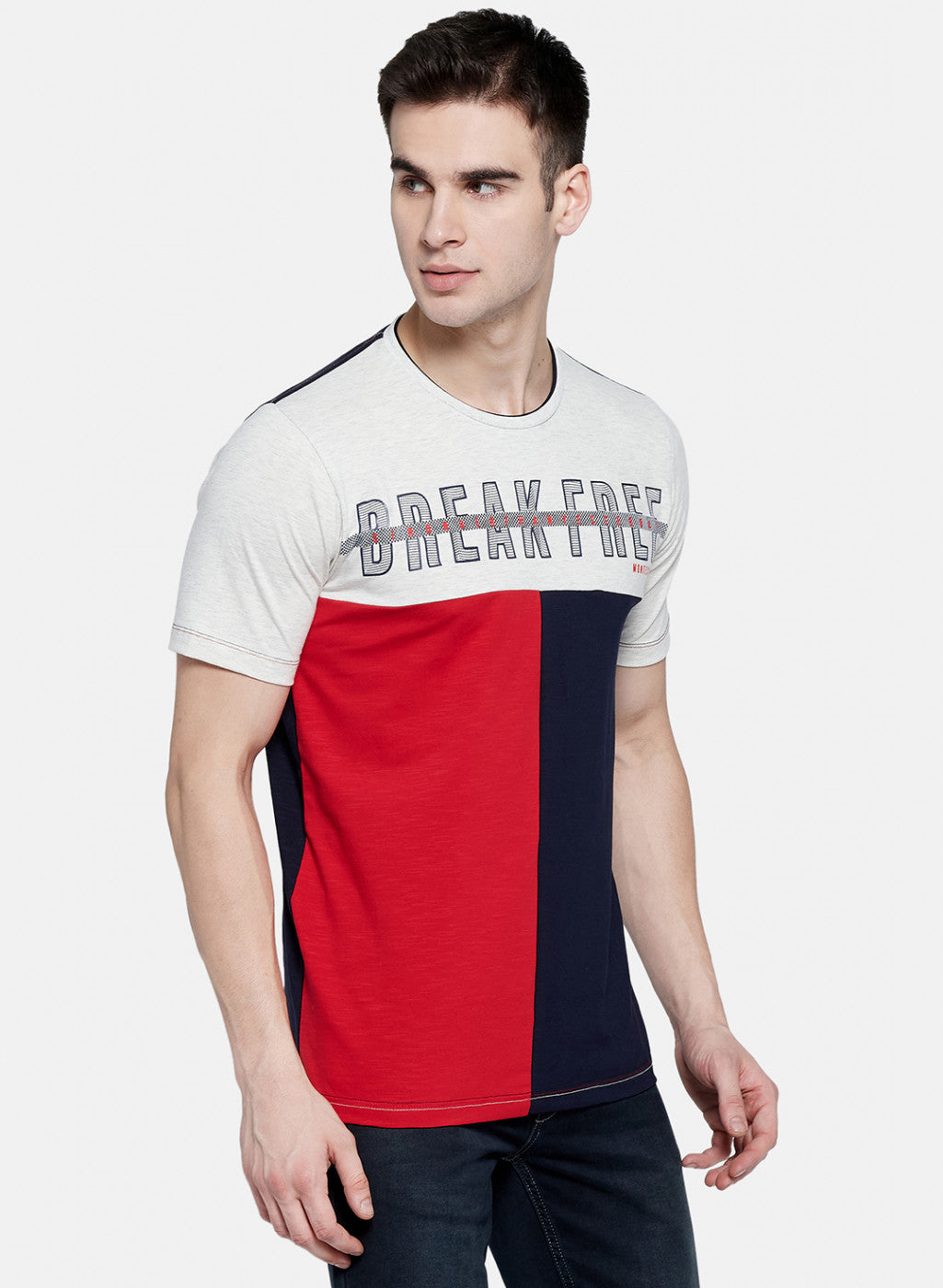 Mens Grey Printed T-Shirt