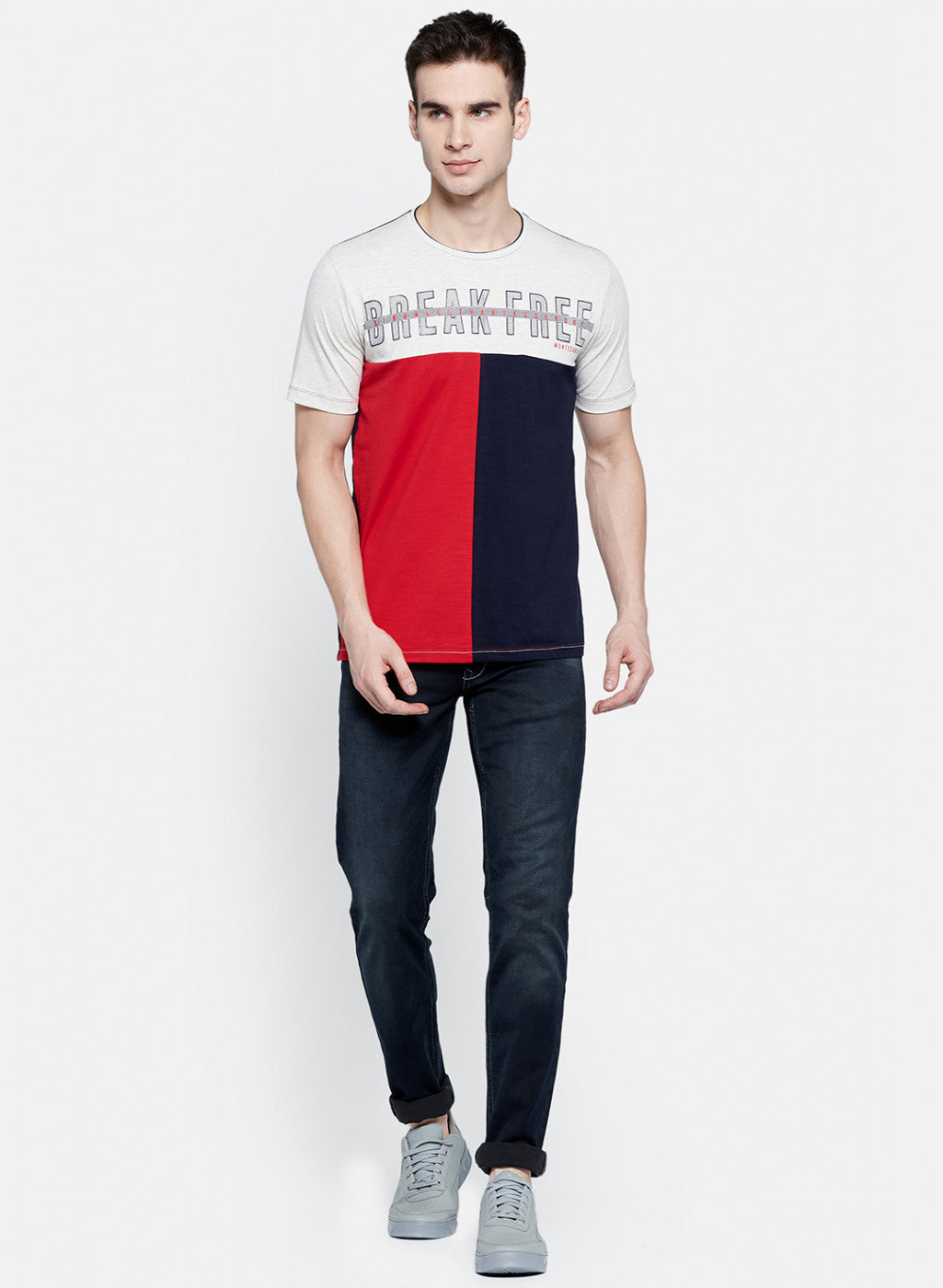 Mens Grey Printed T-Shirt