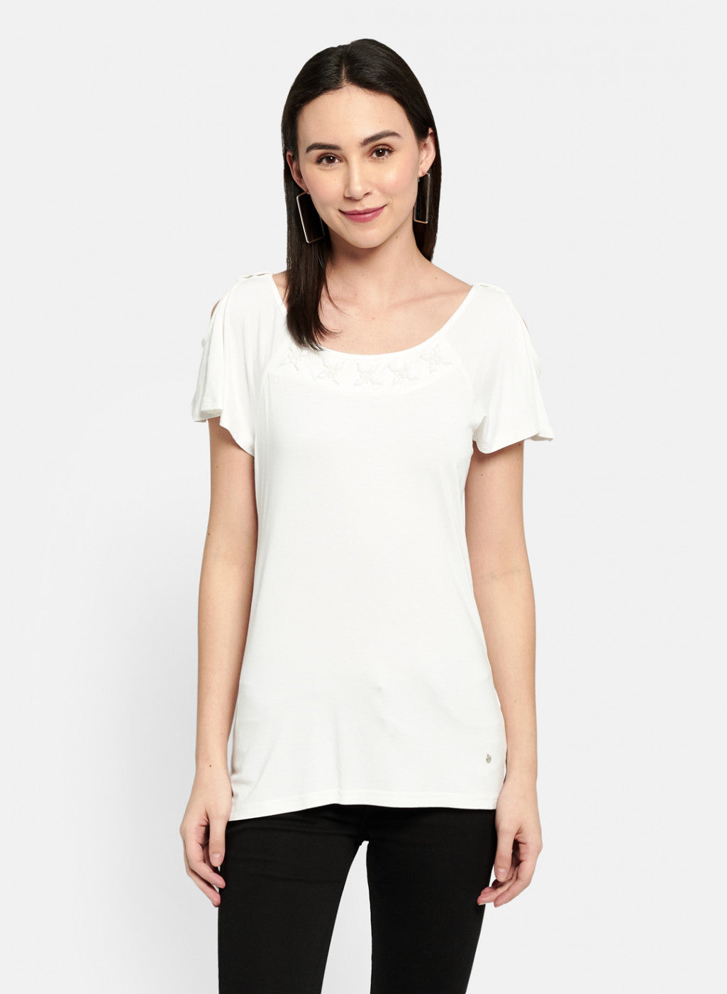 Womens Off White Plain Top