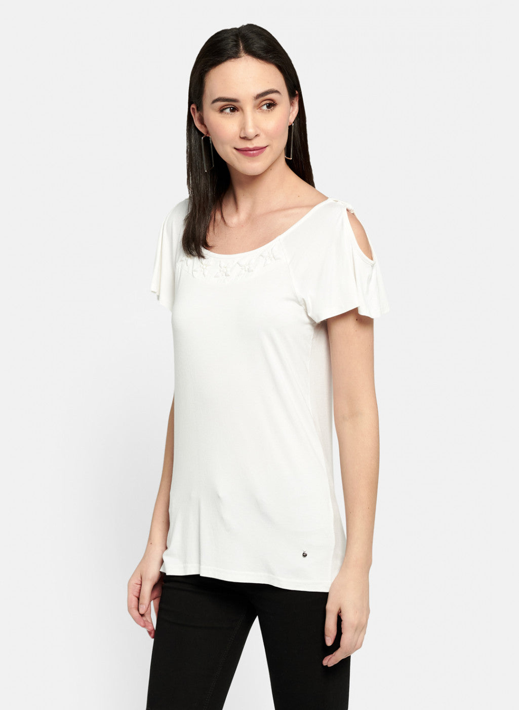 Womens Off White Plain Top