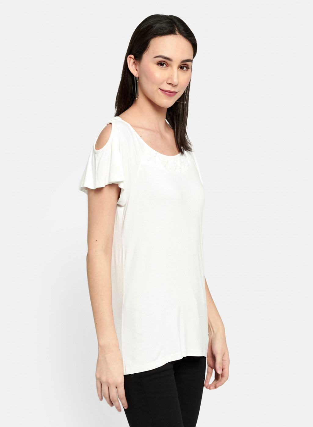 Womens Off White Plain Top