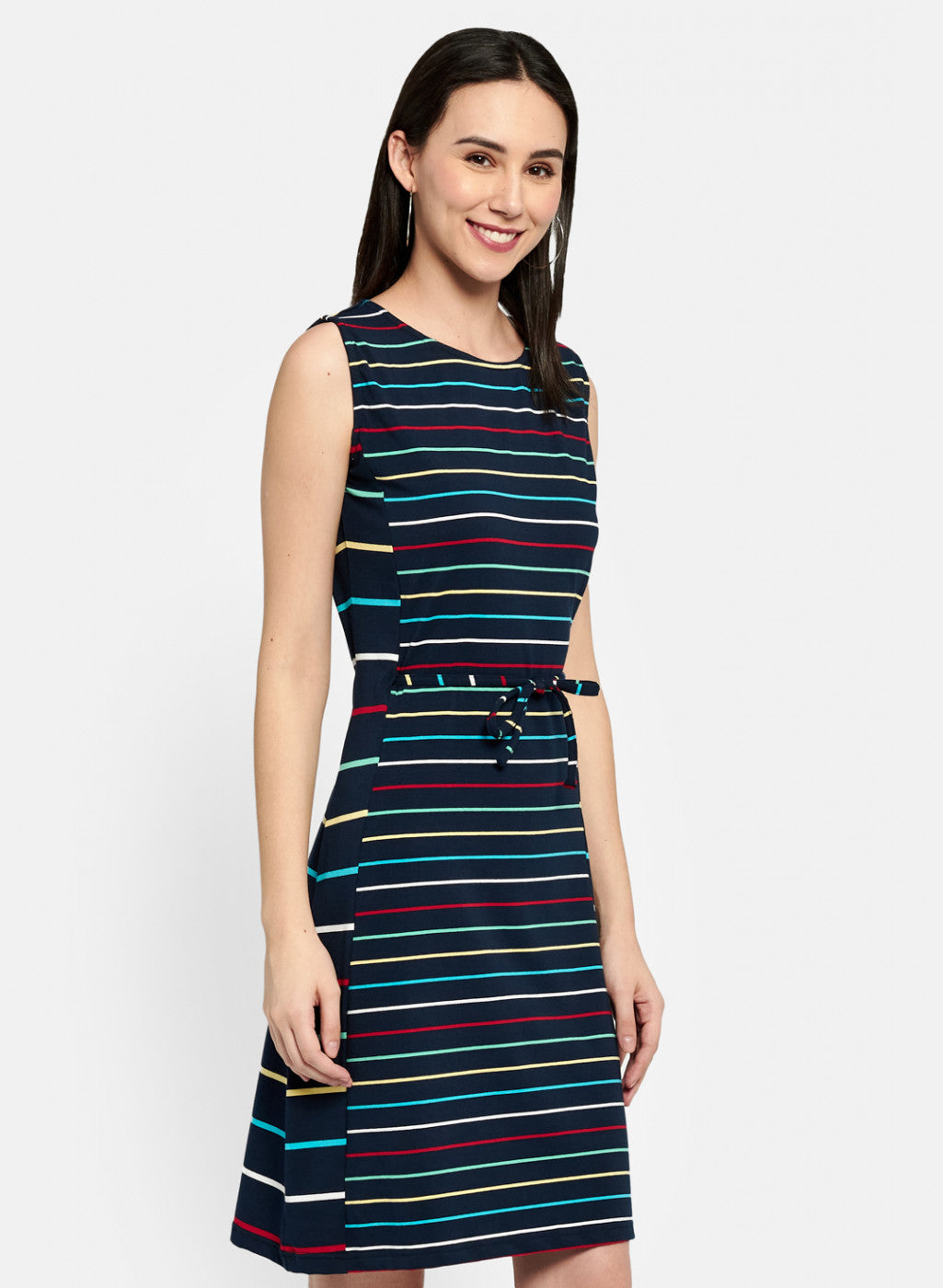 Womens Navy Blue Stripe Dress