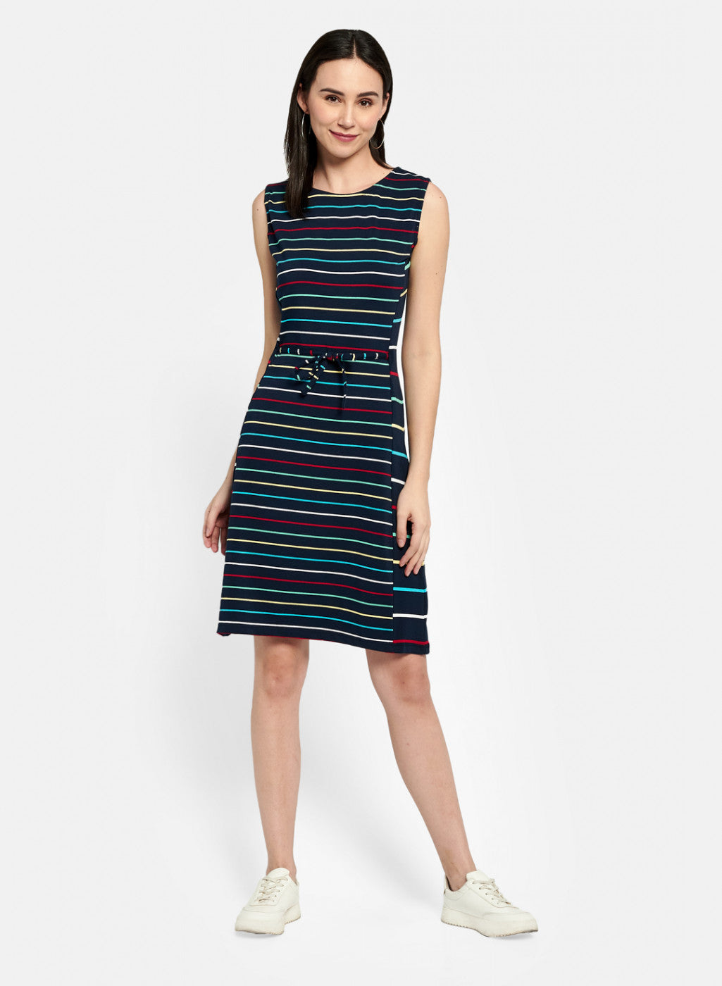 Womens Navy Blue Stripe Dress