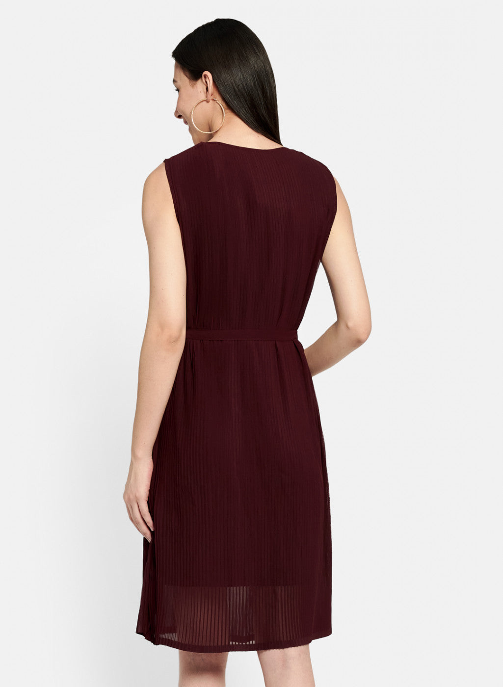Womens Maroon Plain Dress