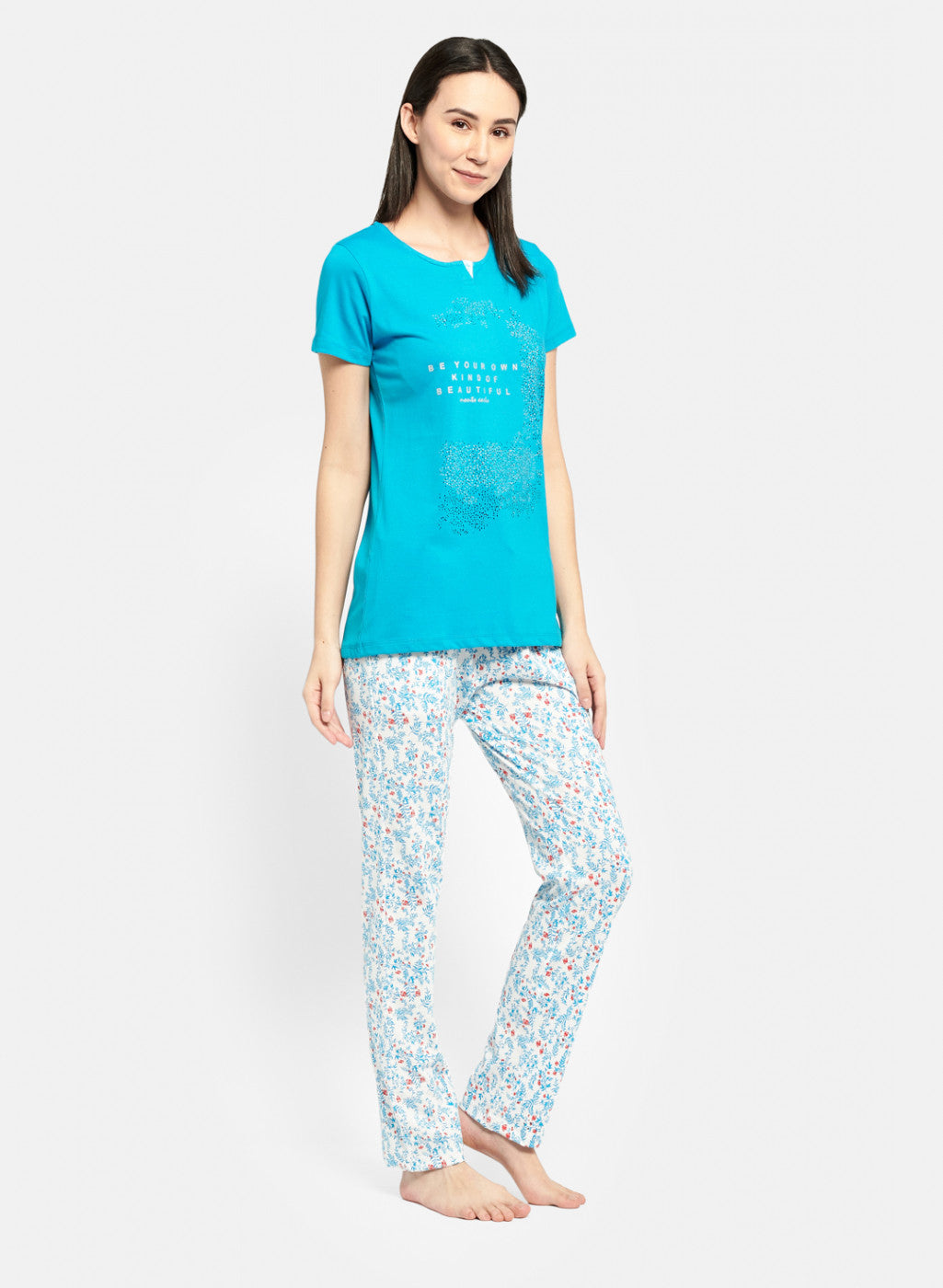 Womens Blue Regular Fit Lower Set