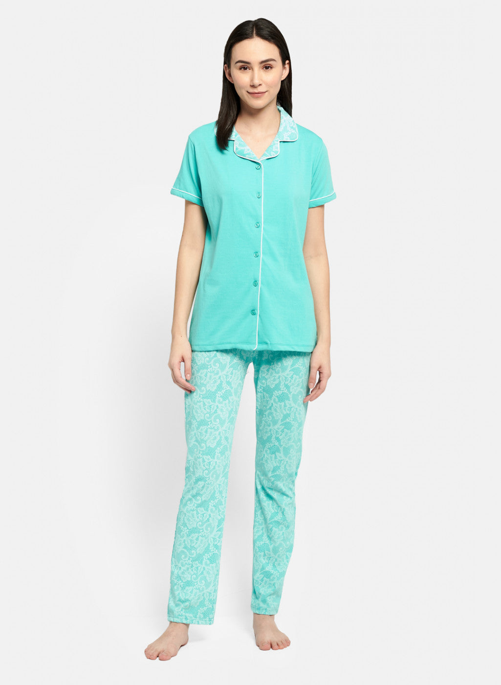 Womens Mint Green Plain Combo Set